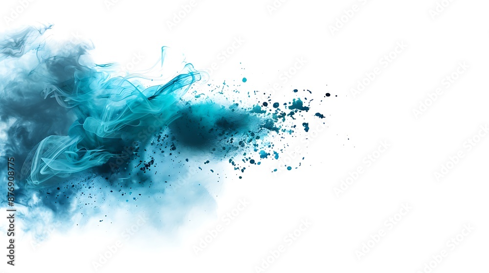 Fototapeta premium Cool watercolor shades of blue and teal, designed to convey tranquility and energy for sport-related visuals. Transparent background. copy space for text, focus cover all aspects, deep depth of