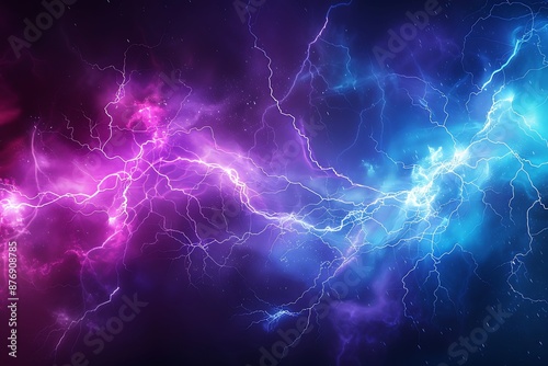 Abstract background with vibrant purple and blue lightning, showcasing a high-definition electricity effect.