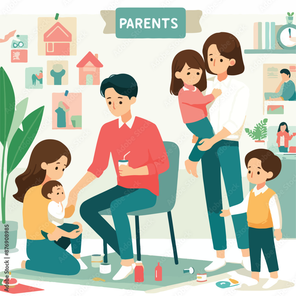 parents day silhouette vector simple illustration and White background parents day silhouette vector simple illustration and White background