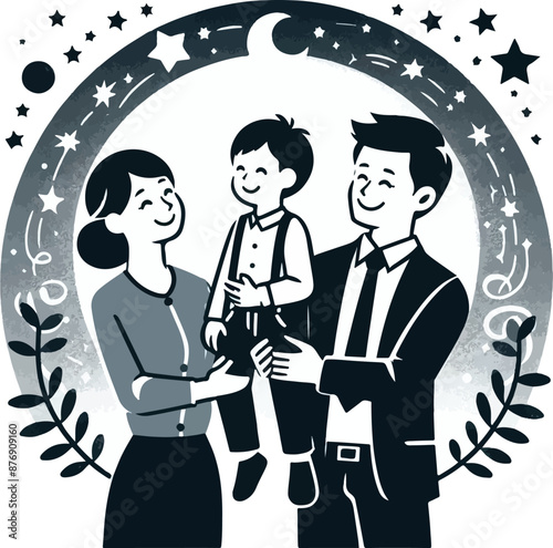 parents day silhouette vector simple illustration and White background