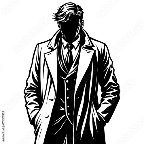 stylish man in a coat without a face