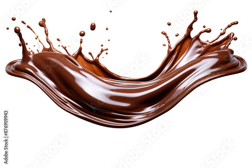 A Symphony of Chocolate: Liquid Delights in Mid-Air on a White or Clear Surface PNG Transparent Background