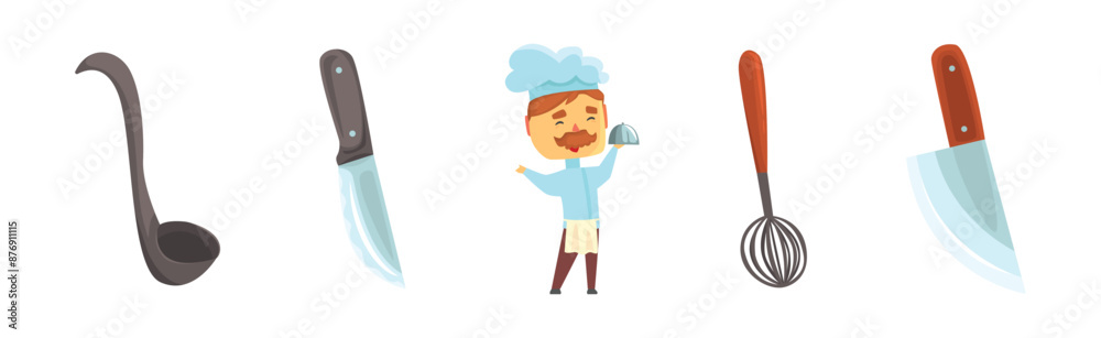 Chef Cooking Different Object and Item Vector Set Chef Cooking Different Object and Item Vector Set