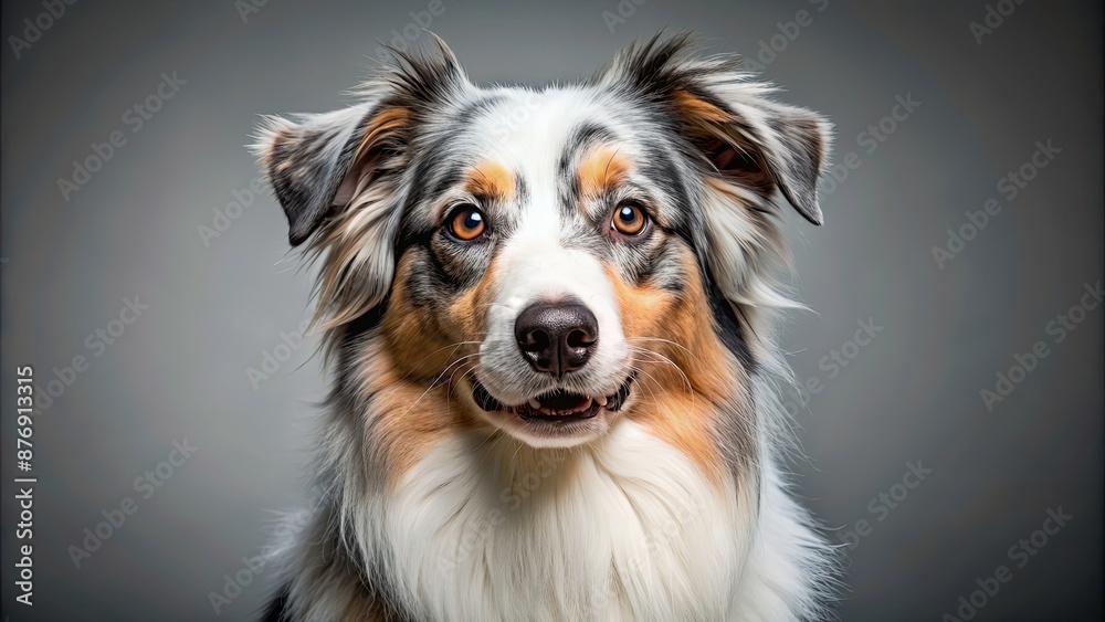American Shepherd dog with a fluffy coat and intelligent expression, dog, pet, animal, American, shepherd, purebred, fluffy American Shepherd dog with a fluffy coat and intelligent expression, dog, pet, animal, American, shepherd, purebred, fluffy