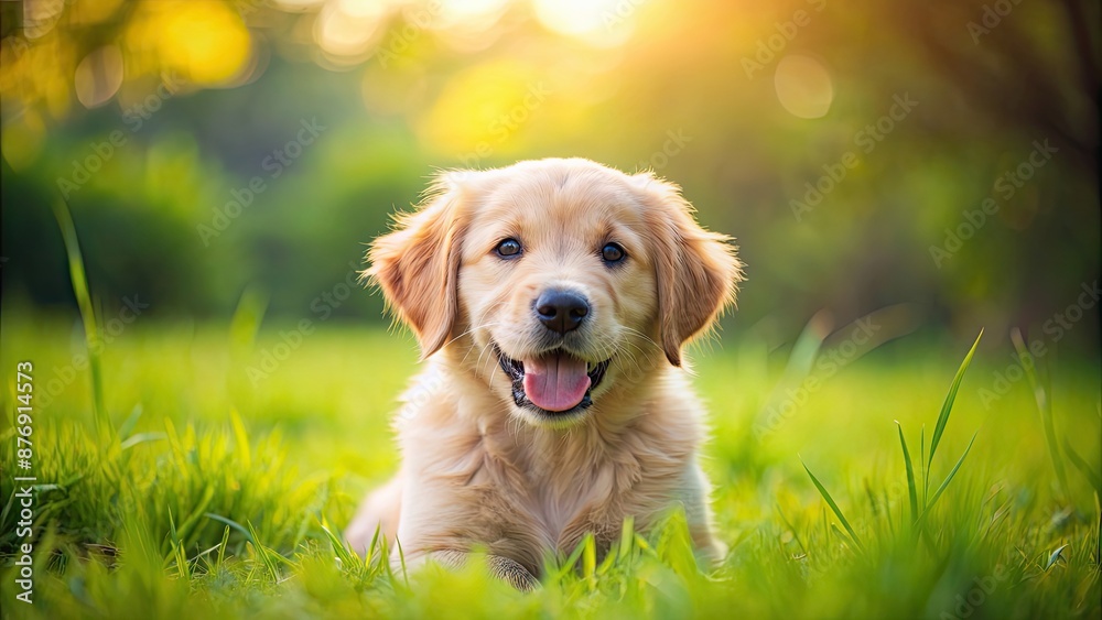 Adorable golden retriever puppy playing in a grassy field, puppy, dog, cute, pet, animal, playful, young, small, furry Adorable golden retriever puppy playing in a grassy field, puppy, dog, cute, pet, animal, playful, young, small, furry
