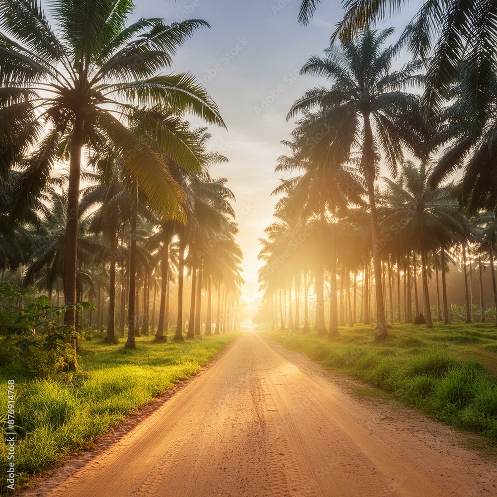 Obraz premium 아름다운 야자수 숲길