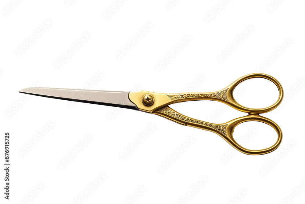 Ornate Gold Scissors Gleam Against a White Background on a White or Clear Surface PNG Transparent Background Ornate Gold Scissors Gleam Against a White Background on a White or Clear Surface PNG Transparent Background