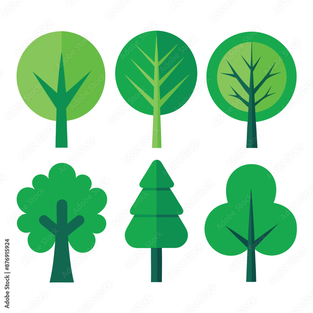 Fototapeta premium Diverse trees cartoon pack