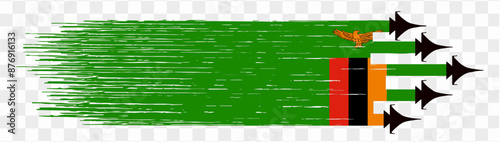 Zambia flag with military fighter jets isolated background. vector illustration