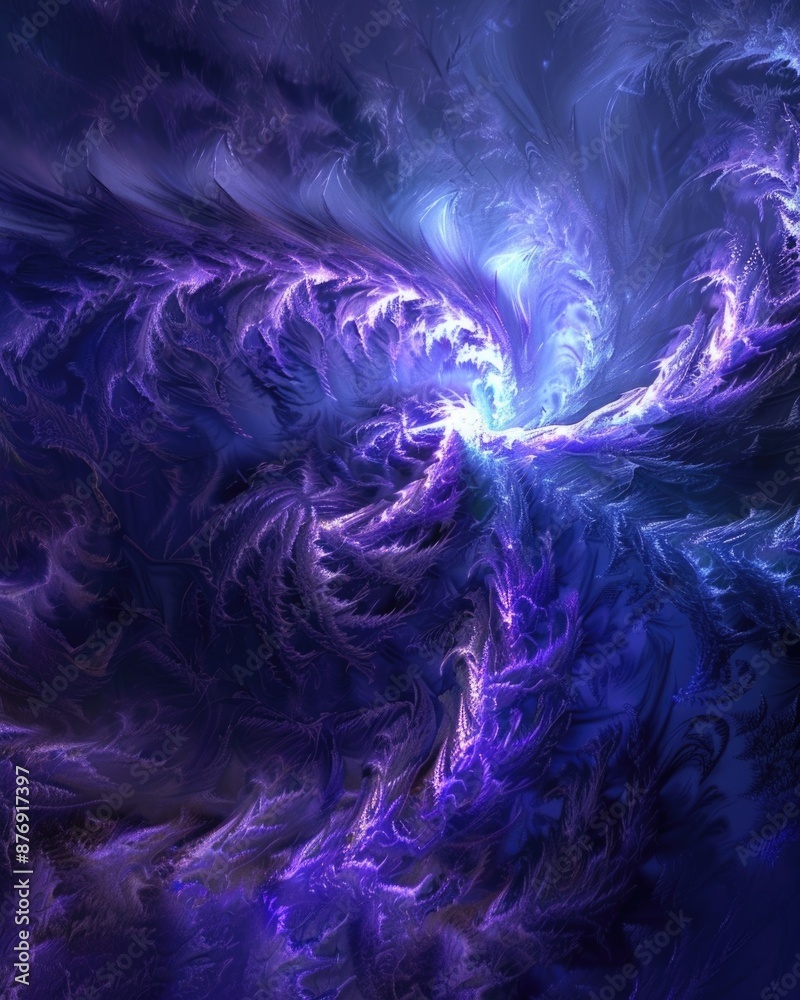 Fototapeta premium Spells of Magic: 3D Blue Fractals Casting Enchanting Spell