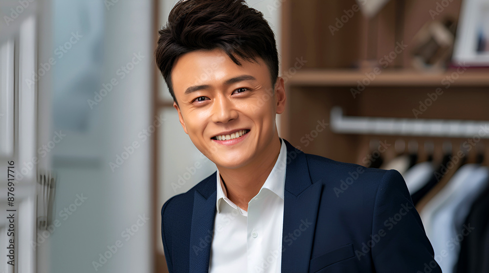 Asian businessman relaxing in his urban apartment, enjoying a cozy and elegantly furnished living space. Asian businessman relaxing in his urban apartment, enjoying a cozy and elegantly furnished living space.