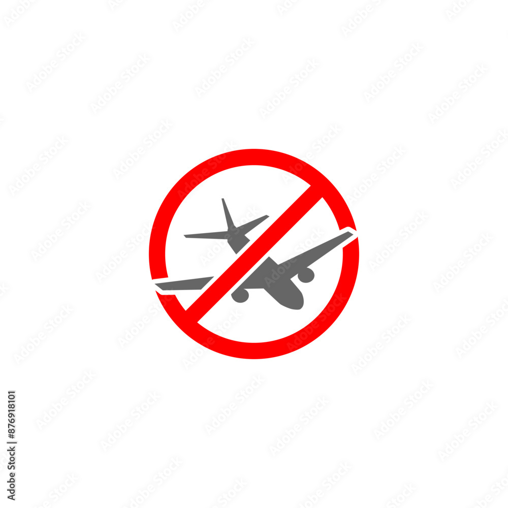 No plane flight icon. No Airplane sign isolated on white background No plane flight icon. No Airplane sign isolated on white background