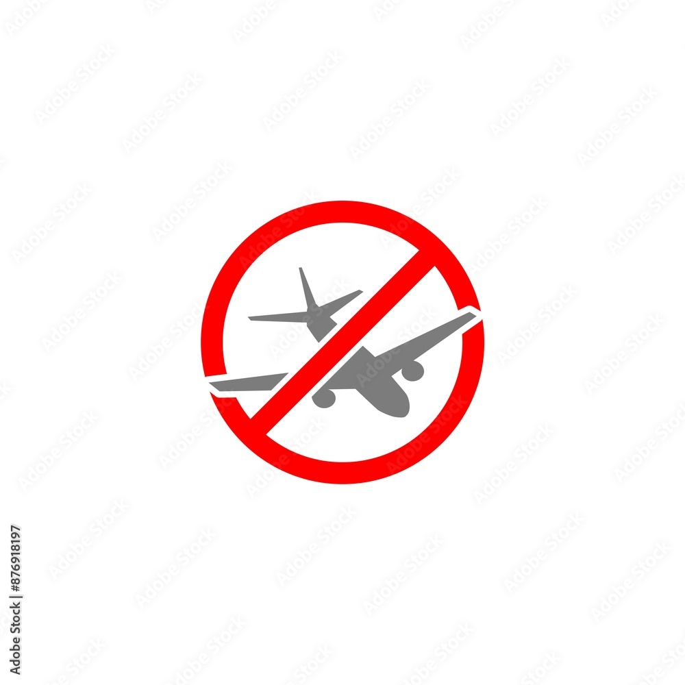 No plane flight icon. No Airplane sign isolated on white background No plane flight icon. No Airplane sign isolated on white background