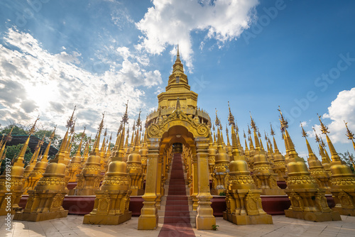 500 gold pagodas at Wat Pa Sawang Bun, Saraburi, Thailand