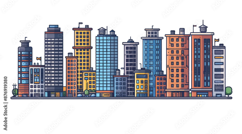 Fototapeta premium Building set, outline icon collection, thin line, illustration, vector, white background