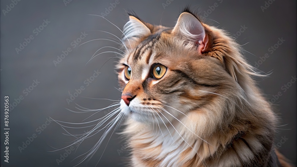 Close-up side profile of an American curl cat showing its distinctive curled ears, American curl, cat, feline, pet, animal Close-up side profile of an American curl cat showing its distinctive curled ears, American curl, cat, feline, pet, animal