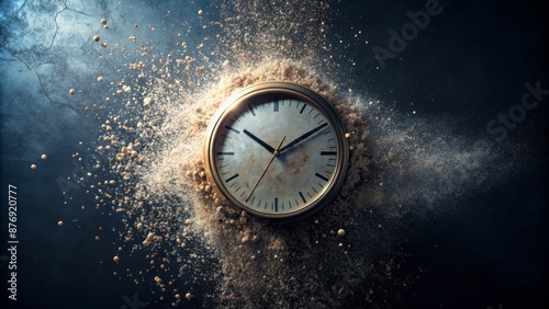Wallpaper Mural Ephemeral time concept visualized through a dissolving analog clock on a dark background, symbolizing the irretrievable passage of minutes. Torontodigital.ca