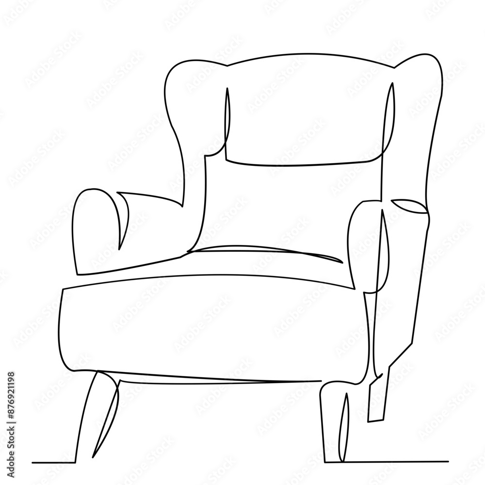 continuous single drawn one line armchair furniture hand-drawn picture silhouette. Line art. doodle continuous single drawn one line armchair furniture hand-drawn picture silhouette. Line art. doodle