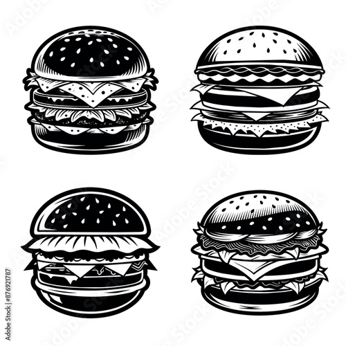 Humberger icon vector. Delicious burger beef icon symbol in line and flat style. Bakery sign and symbol. Vector illustration