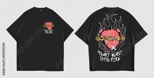 Design t-shirt oversize heart...