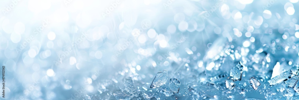 Close-Up of Transparent Ice Cubes with a Cool Blue Bokeh Background Close-Up of Transparent Ice Cubes with a Cool Blue Bokeh Background