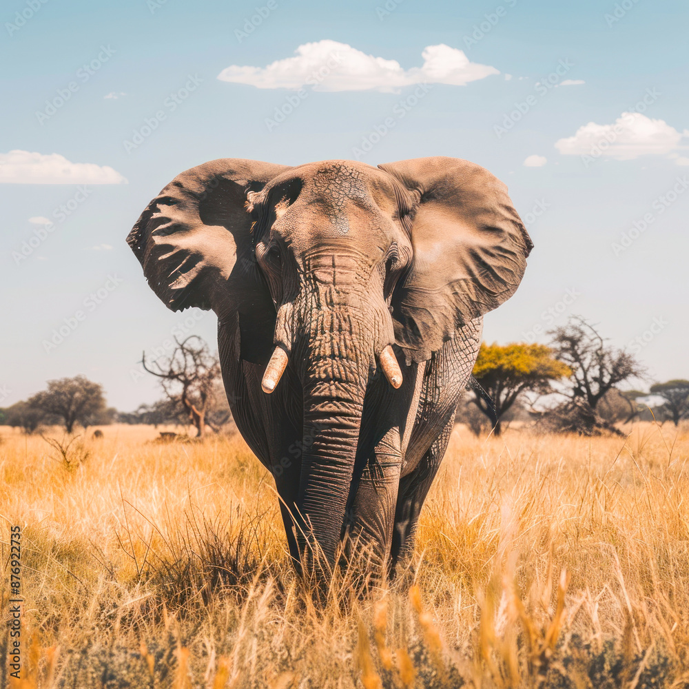 Obraz premium Elephant standing in the grass field