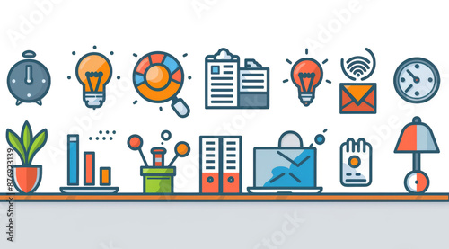 Business people, human resources, office management - thin line web icon set. Outline icons collection. Simple vector illustration