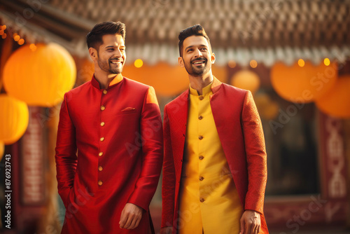 two handsome men in traditional kurta or sherwani