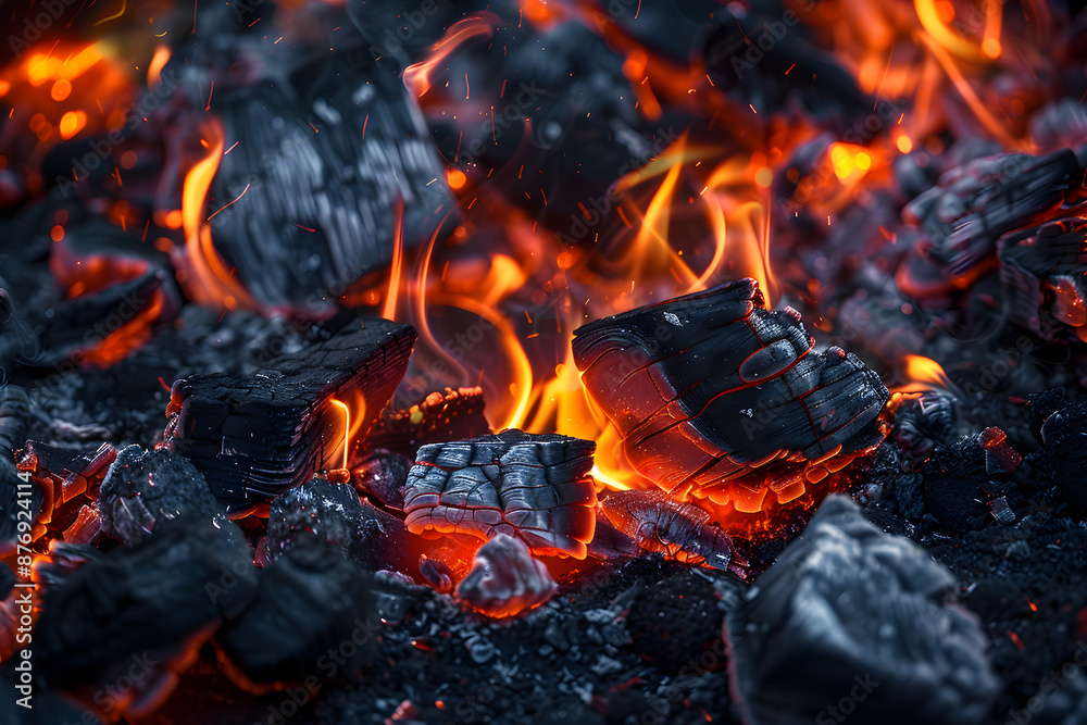 closeup macro photo of burning embers in fire closeup macro photo of burning embers in fire