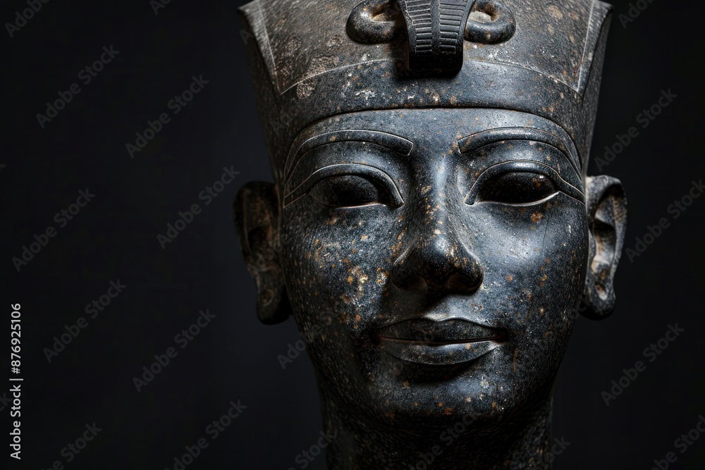 Close up Pharaoh face Isolated on black background