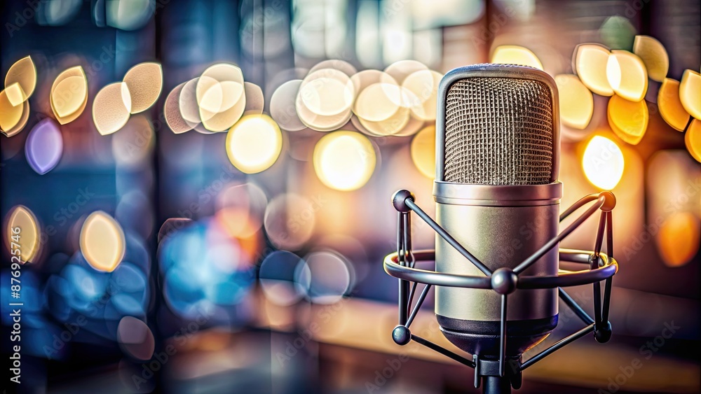 Blurry background of podcast microphone with focus on the foreground, podcast, microphone, blurred background Blurry background of podcast microphone with focus on the foreground, podcast, microphone, blurred background