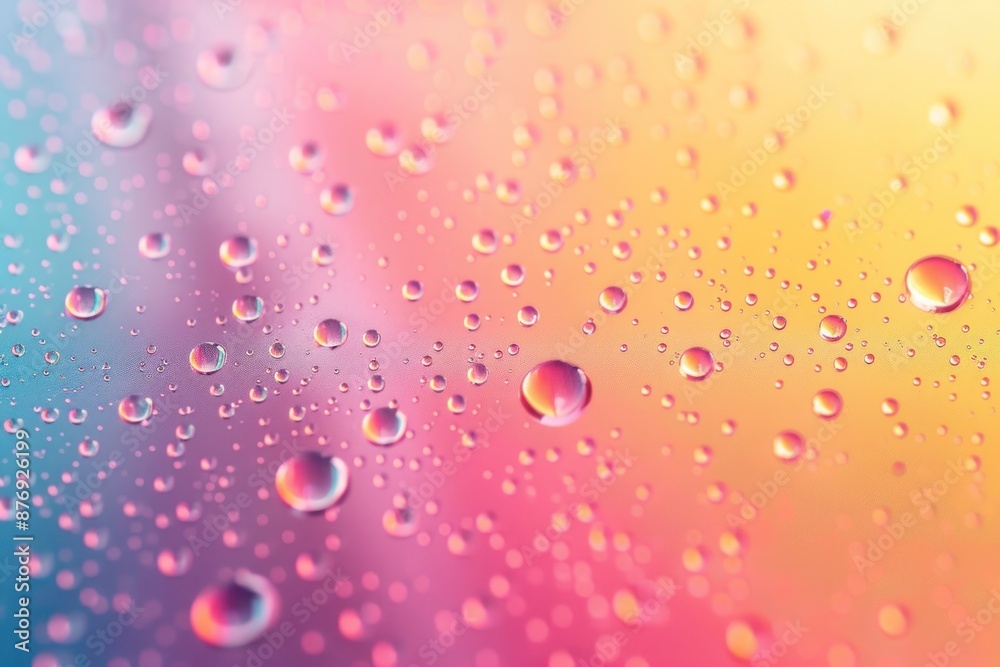 Colorful abstract background with water droplets on a gradient surface, vibrant and dynamic design concept Colorful abstract background with water droplets on a gradient surface, vibrant and dynamic design concept