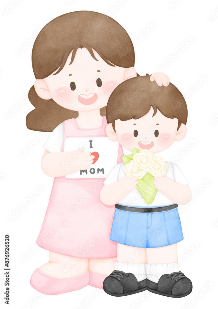 Mother and Child in School Uniform Mother and Child in School Uniform