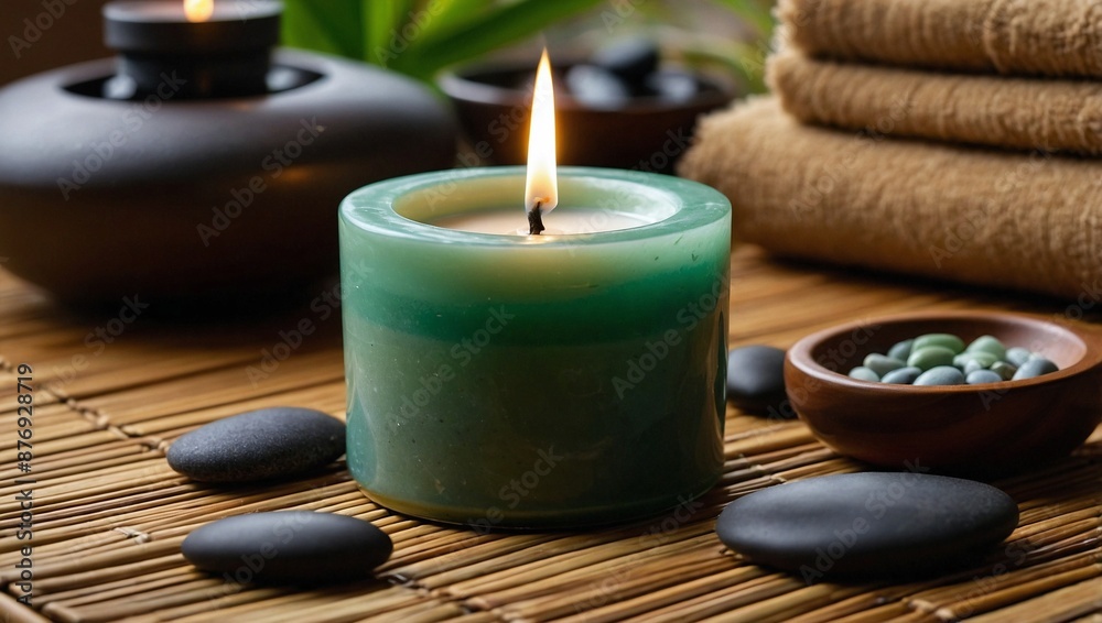 spa still life with candles and stones spa still life with candles and stones