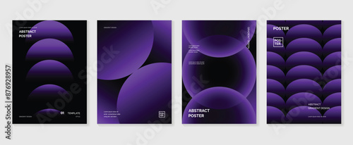 Modern gradient poster background vector set. Minimalist style cover template with vibrant perspective 3d geometric prism shapes collection. Ideal design for social media, cover, banner, flyer.