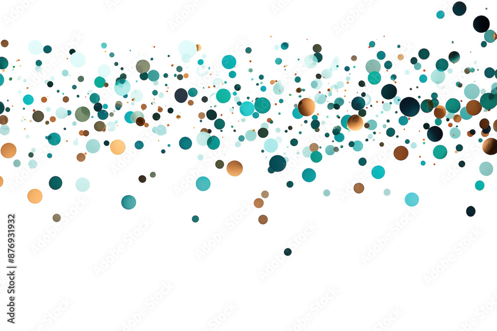 A Scattered Symphony of Teal and Gold Circles on a White Canvas on a White or Clear Surface PNG Transparent Background A Scattered Symphony of Teal and Gold Circles on a White Canvas on a White or Clear Surface PNG Transparent Background