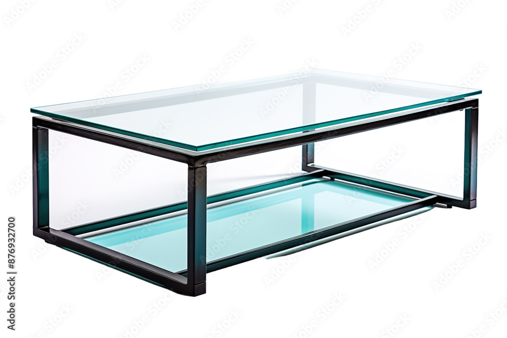 A Glass And Steel Coffee Table With A Modern Design on a White or Clear Surface PNG Transparent Background A Glass And Steel Coffee Table With A Modern Design on a White or Clear Surface PNG Transparent Background