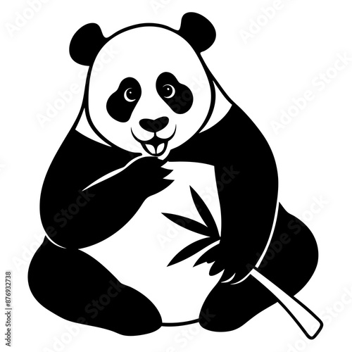 panda bear with bamboo