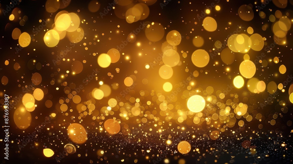This image features a mesmerizing array of golden bokeh lights scattered across a dark background, creating a festive and enchanting atmosphere perfect for celebrations. This image features a mesmerizing array of golden bokeh lights scattered across a dark background, creating a festive and enchanting atmosphere perfect for celebrations.