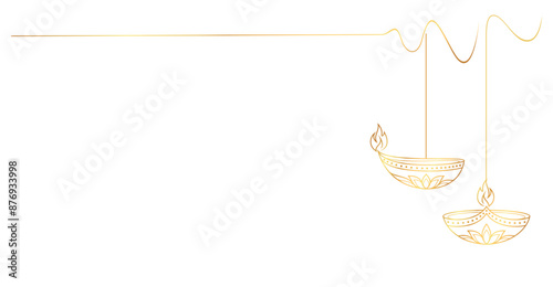 Diwali Candles line art style. Diwali element vector