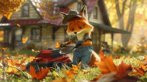 Fall is the perfect time for an anthropomorphic renard to tondre his pelouse.