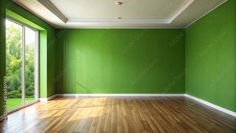 Empty room with green wall , empty, room, green, wall, interior, space, minimalist, modern, simple, clean, serene