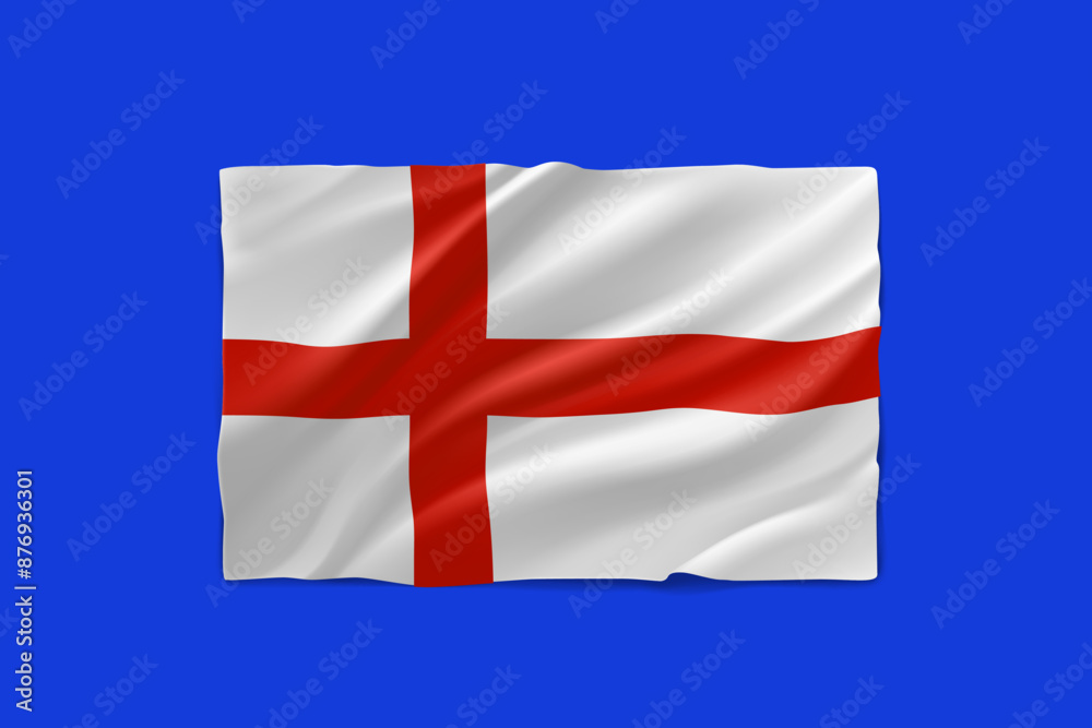 Obraz premium Waving english flag on blue background. 3d vector illustration