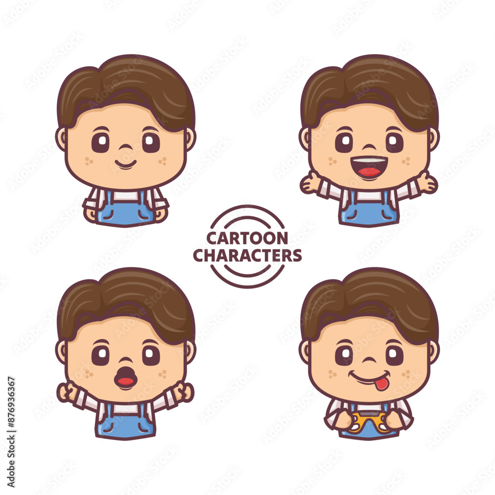 set cartoon character designs with different poses and expressions set cartoon character designs with different poses and expressions