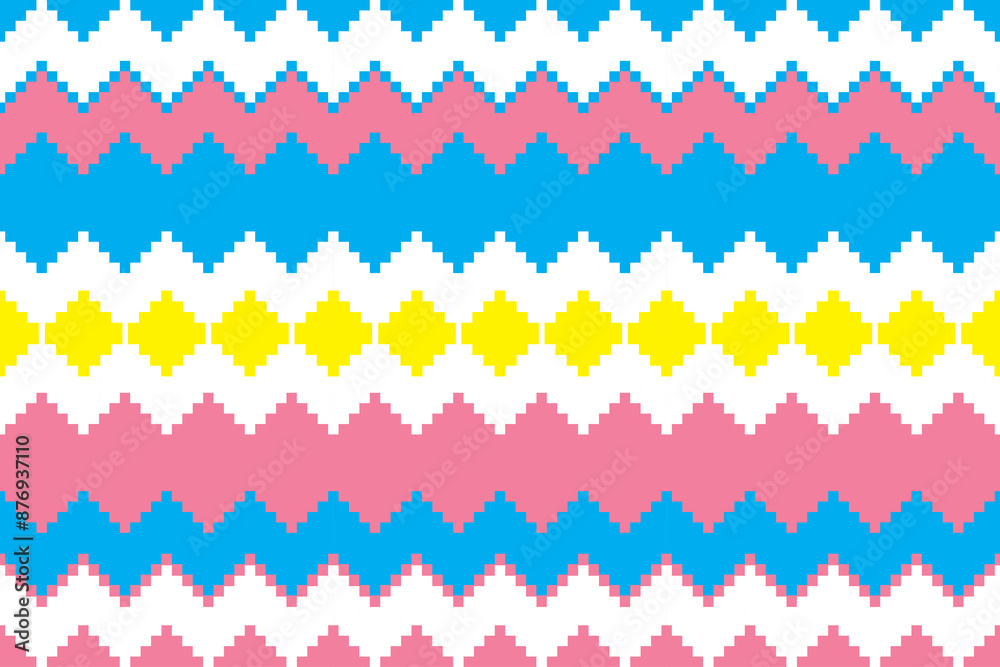 Geometric pixel ethnic seamless fabric pattern ethnic 2 tone design Geometric pixel ethnic seamless fabric pattern ethnic 2 tone design