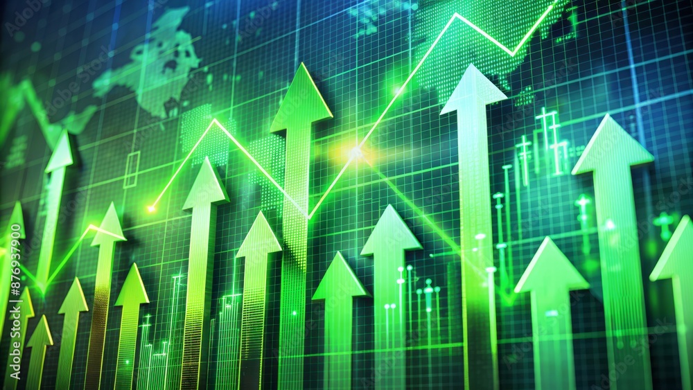 custom made wallpaper toronto digitalAscending arrows and climbing charts on a futuristic digital background convey rapid financial growth and prosperous business development.