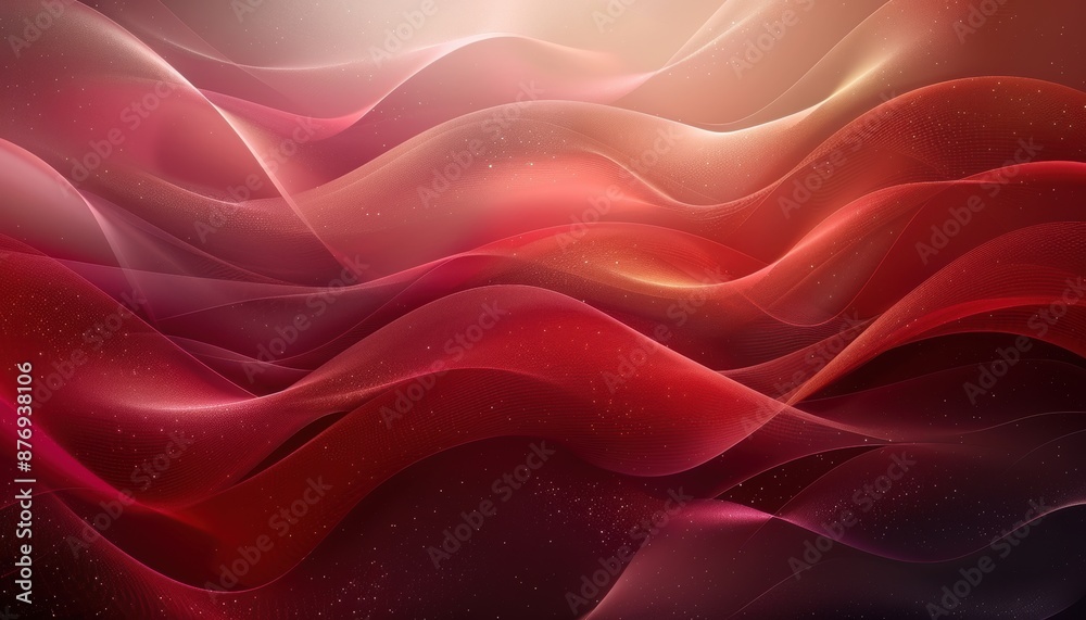 Fototapeta premium Abstract red and pink gradient waves background. Beautiful artistic flow with smooth, fluid lines and light reflections.