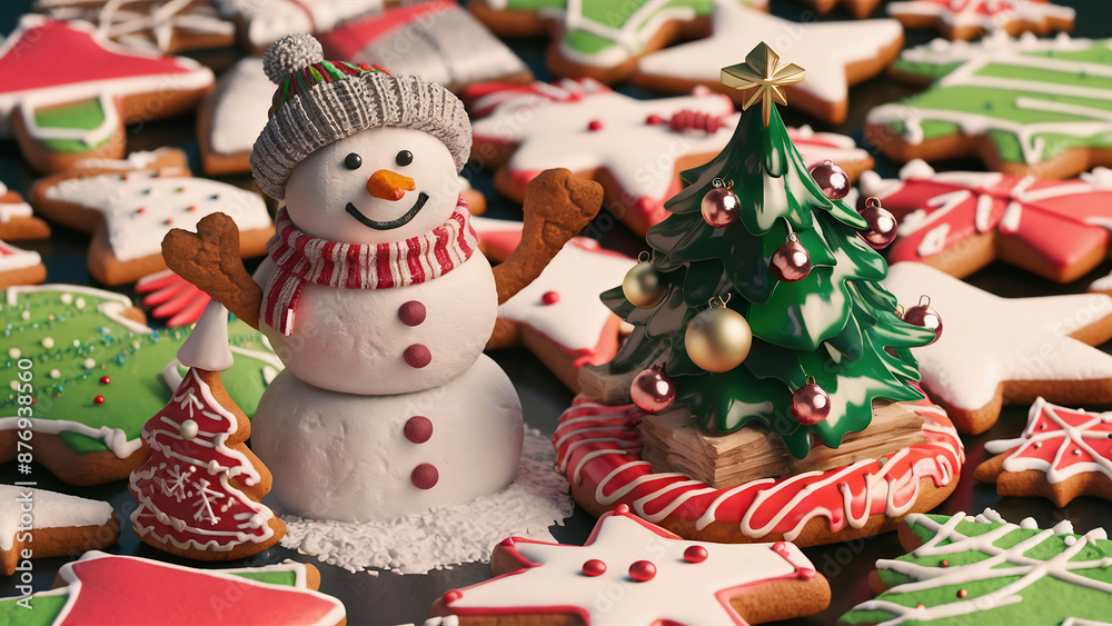 Christmas gingerbread cookies with a snowman Christmas gingerbread cookies with a snowman