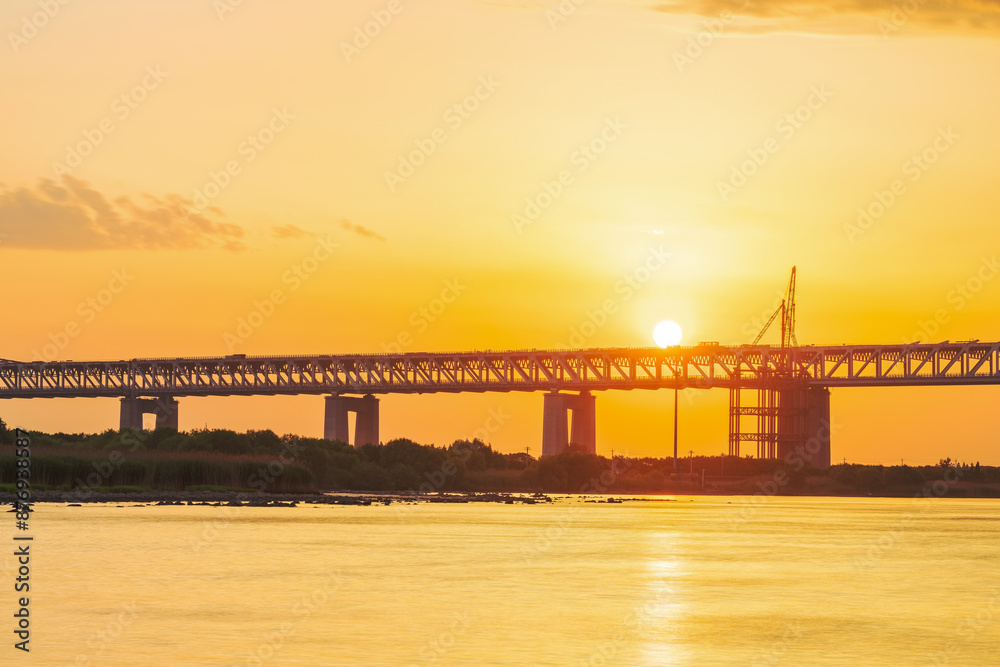 The Yangtze River Bridge from Changzhou to Taizhou in China and the Scenery of the Yangtze River The Yangtze River Bridge from Changzhou to Taizhou in China and the Scenery of the Yangtze River