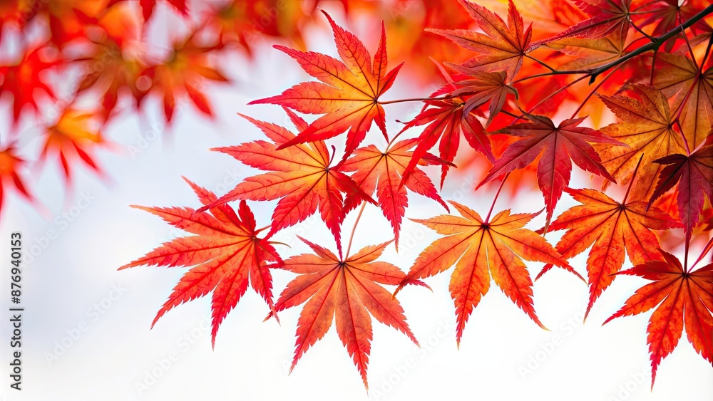 Vibrant red Japanese maple tree leaves isolated on white background, autumn, foliage, Acer palmatum, nature, fall, vibrant Vibrant red Japanese maple tree leaves isolated on white background, autumn, foliage, Acer palmatum, nature, fall, vibrant